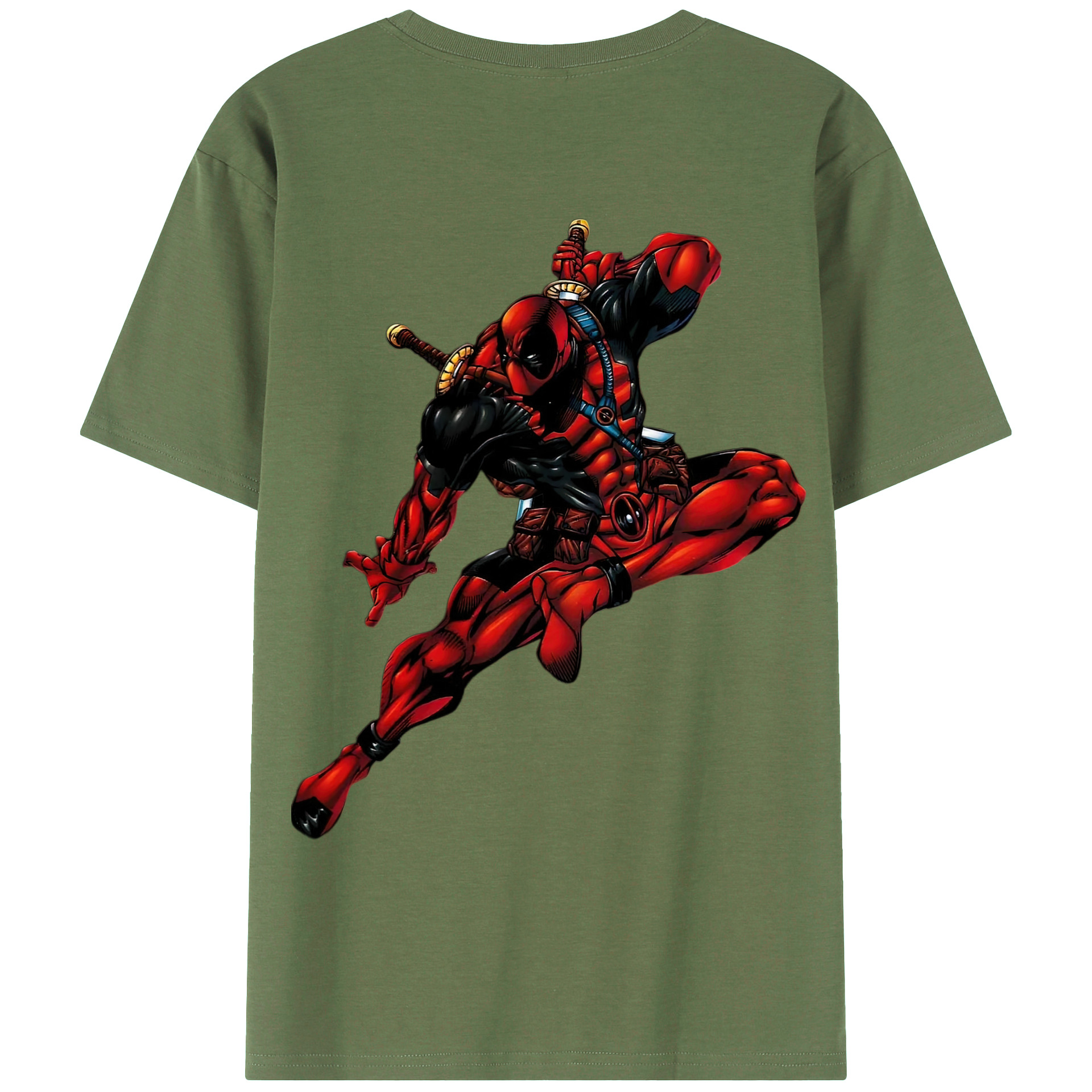 （画像用） Deadpool デッドプール 綿100％ メンズ半袖Tシャツ（バックプリント） 通気性